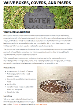 Product Brief - Valve Boxes, Covers, and Risers Product Brief