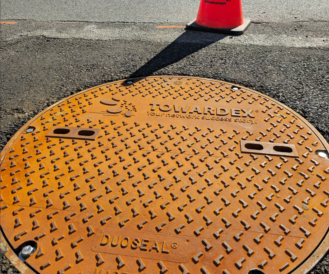 ej manhole duoseal watertight frame cover installed in roadway