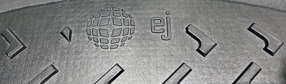 composite cover with ej logo shown close up