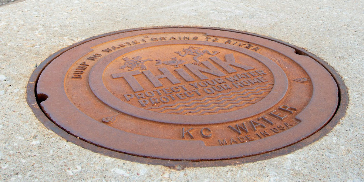 EJ cast iron THINK Kansas City, MO custom logo cover